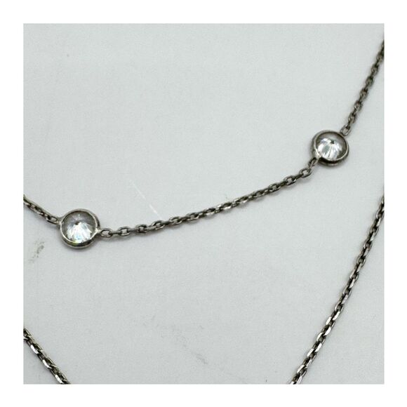 Sterling Silver Double Layer Opal Cross Necklace Bezel Set CZ Crystals Turkey - Picture 7 of 14